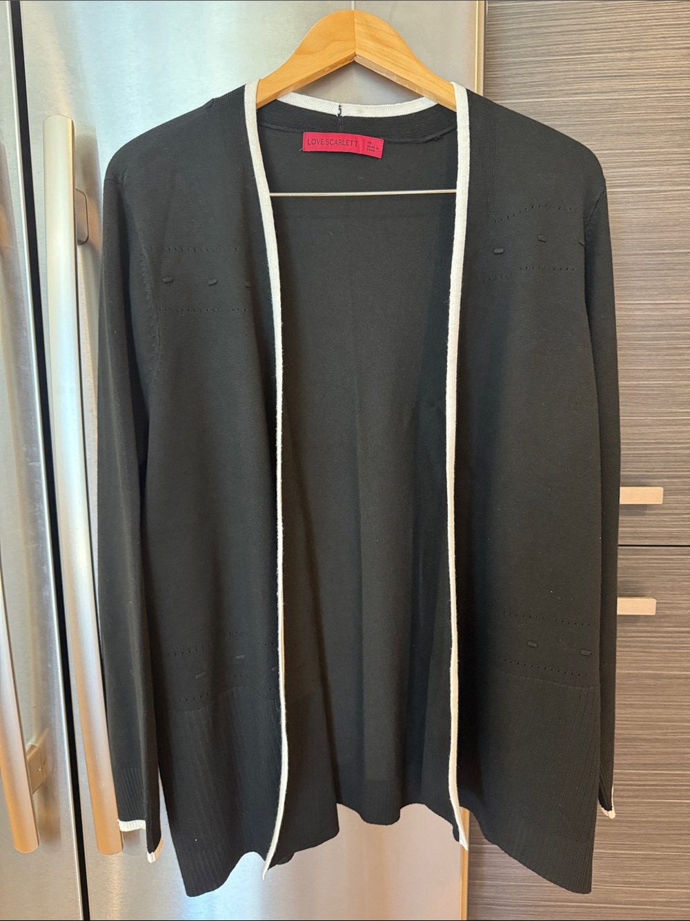 Scarlett Black Cardigan with White Contrast Trim